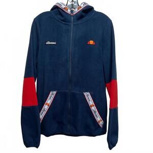 Ellesse Men's Full Zip Navy and Red Hoodie - Medium